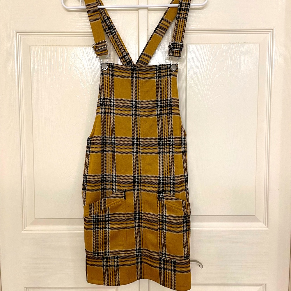 Golden/mustard plaid jumper dress